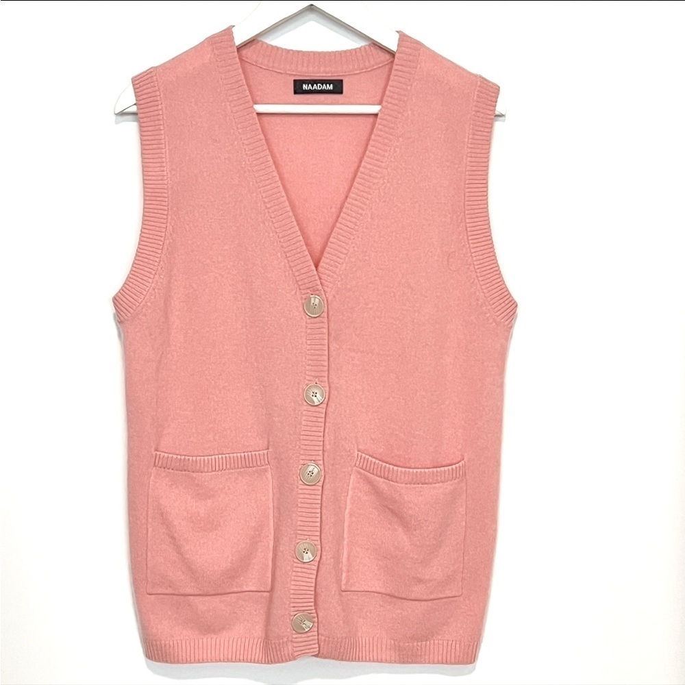 Naadam 100% Cashmere Pink Button Front Sweater Vest Small - Picture 7 of 13